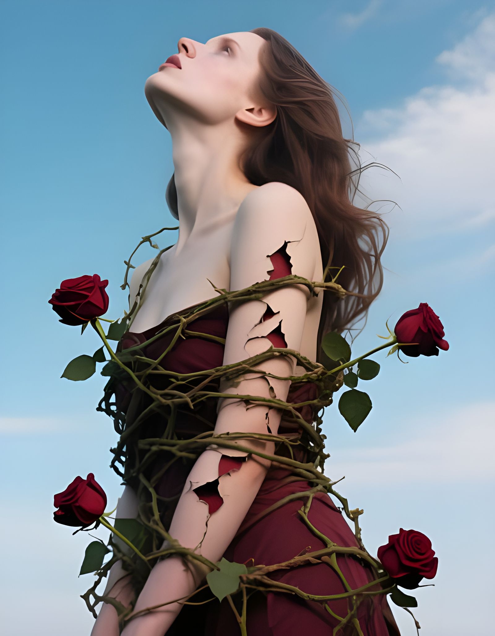 Surreal Women Wrapped in Rose Vines