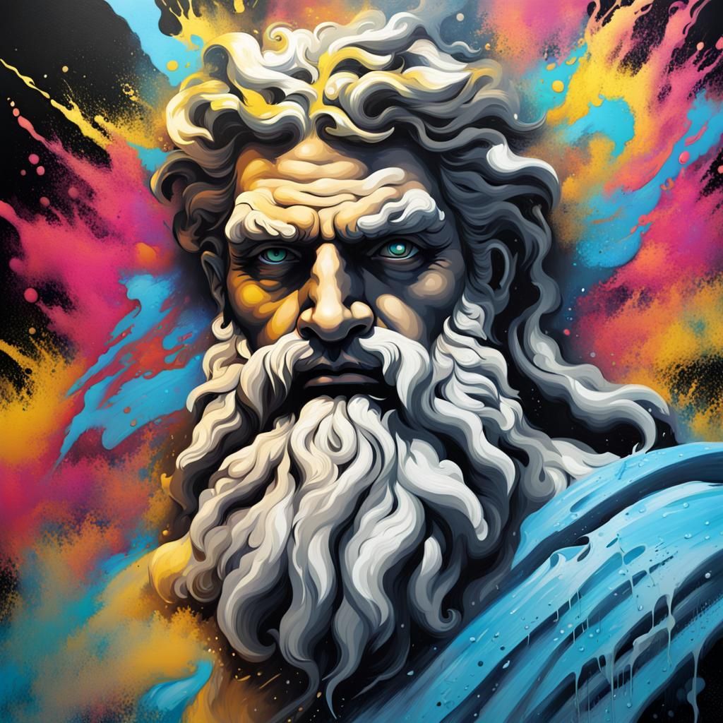 Zeus in Graffiti Art Style