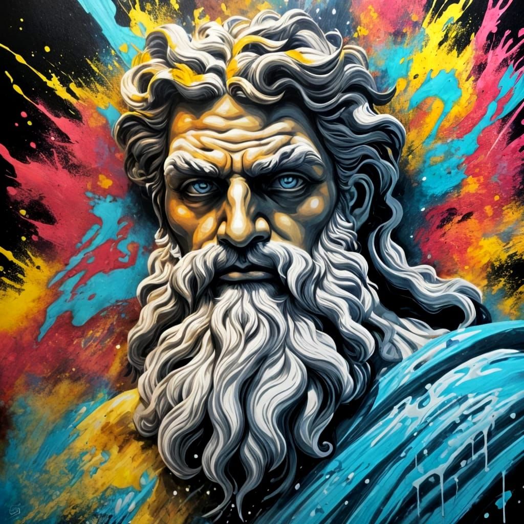 Zeus in Graffiti Art Style