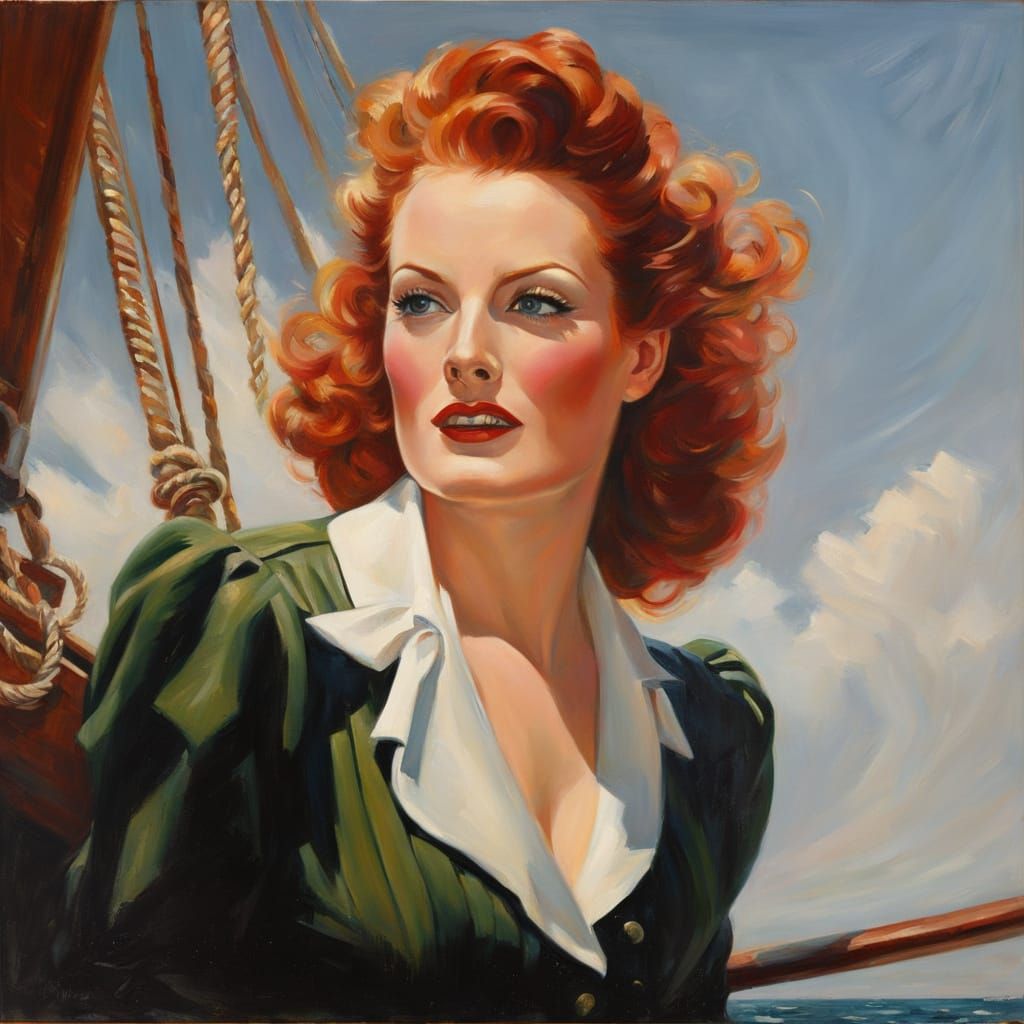 Impressionistic Portrait of a Red-Haired Woman