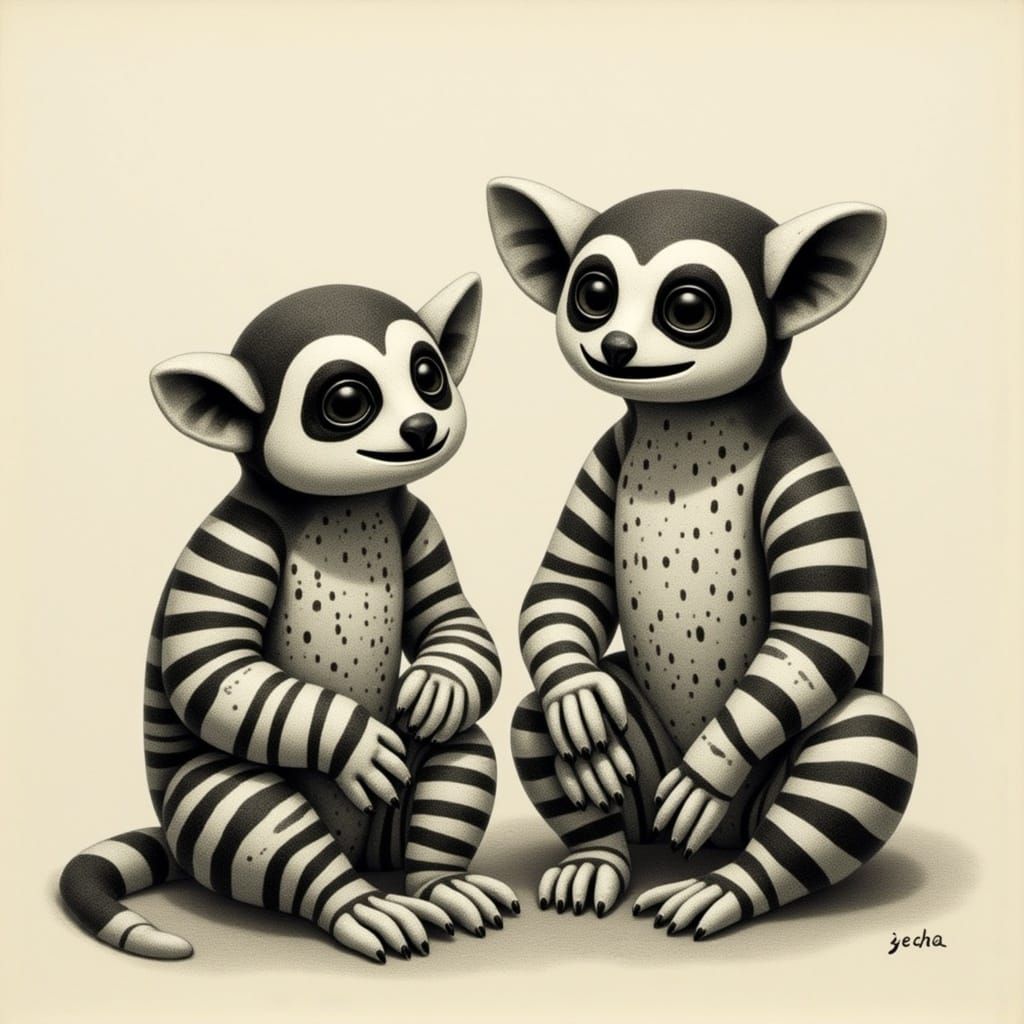 Surreal Lemur Dolls in Vibrant Colors