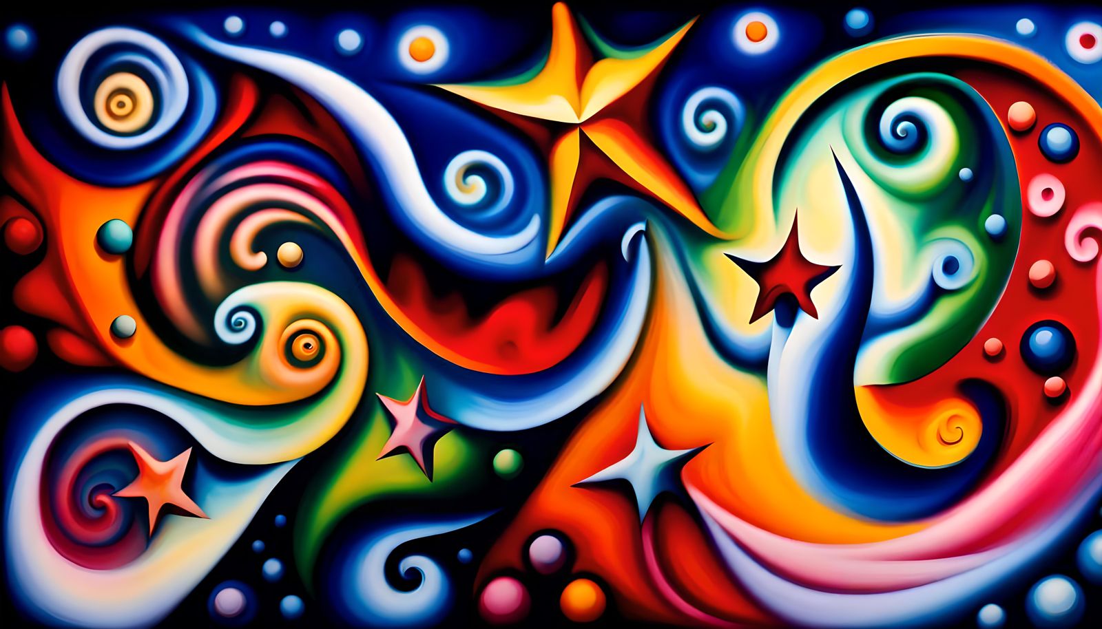 Iridescent Star-Beings in Dreamy Cosmos, Chagall Style