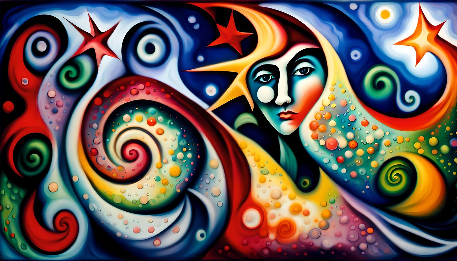 Iridescent Star-Beings in Chagall Impasto Oil Style