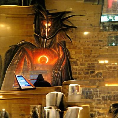Sauron at a Coffee Shop in New York