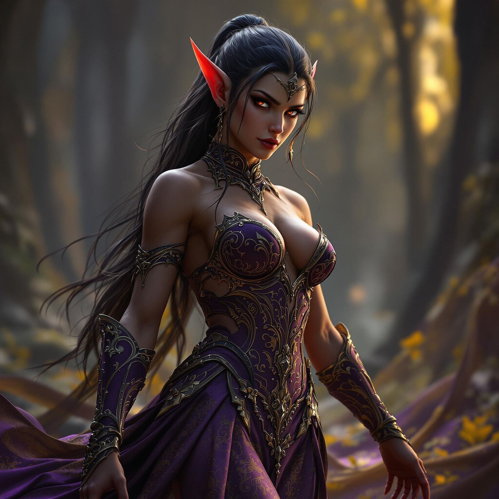 Elegant Elf in Dark Fantasy Style