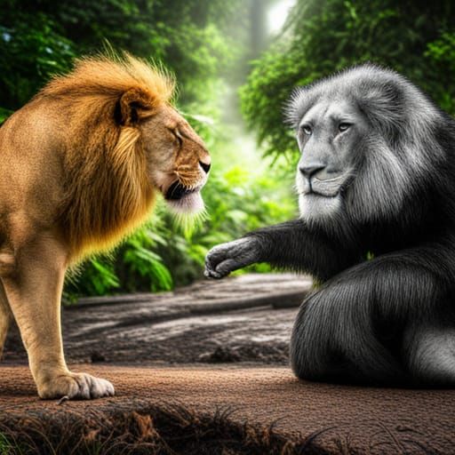 Rich Monkey Meets Poor Lion in Jungle Square