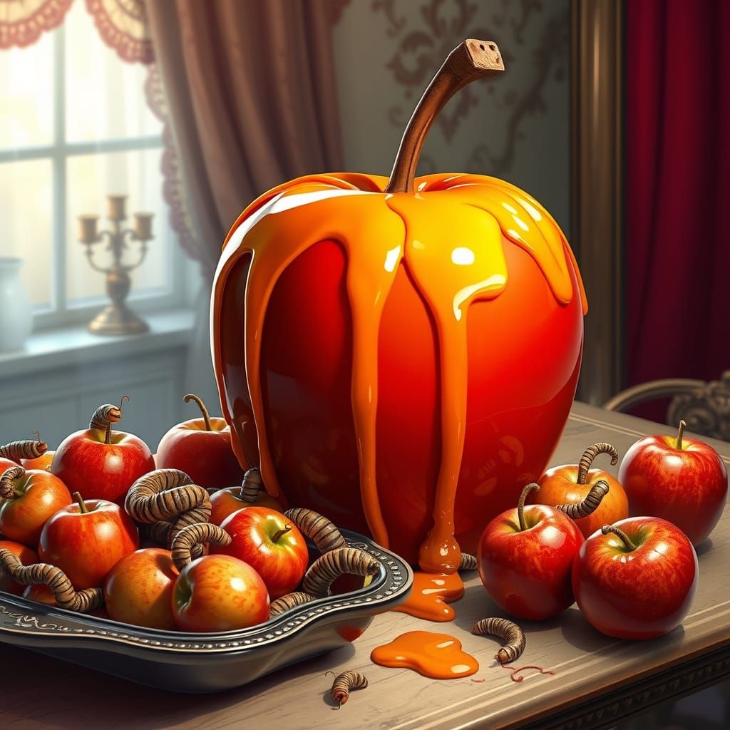 Juicy Caramel Apple Dripping with Golden Caramel