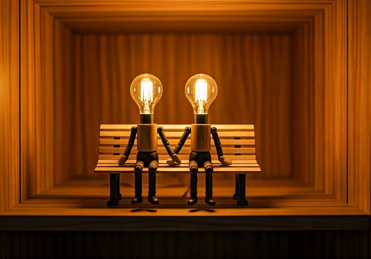 Romantic Wooden Lamp Still Life Photograph