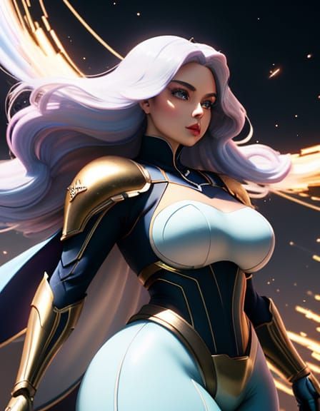 Snow White in Surreal Galaxyscape, Hyper-Realistic Anime