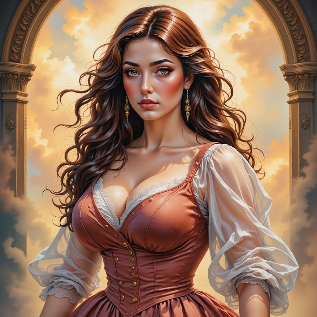 Anime Portrait of a Beautiful Woman in Cel-Shaded Style