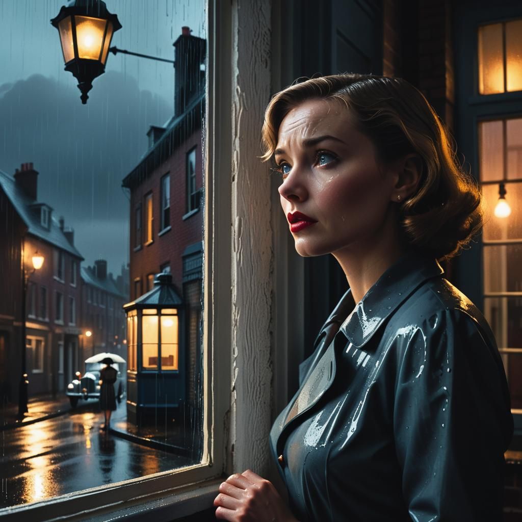 Film Noir Book Cover of Woman at Window