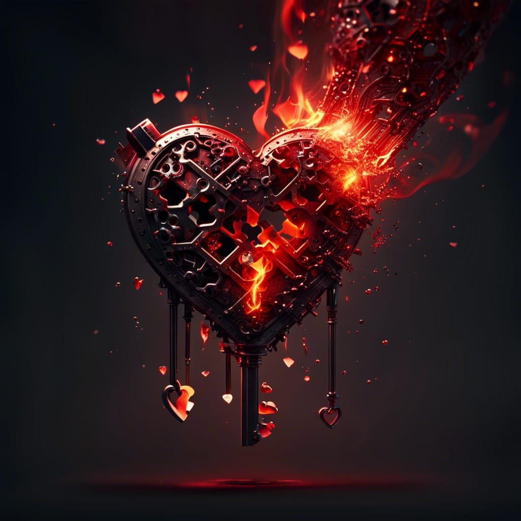 Fiery Heart Keys Disintegrate into Flame Energy