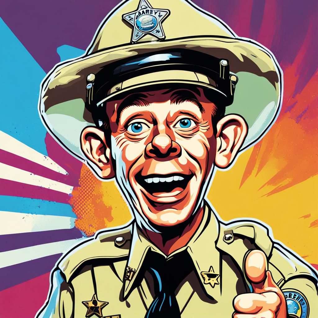 Barney Fife Cartoon Portrait in Pop Art Style
