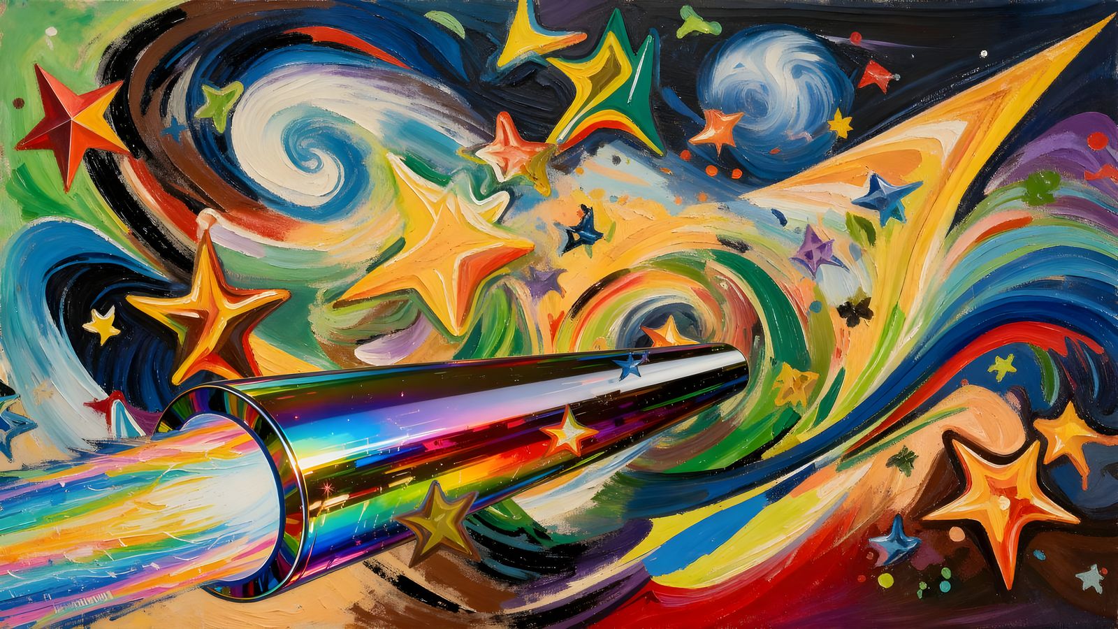 Abstract Impasto Oil Painting of a Cosmic Vortex