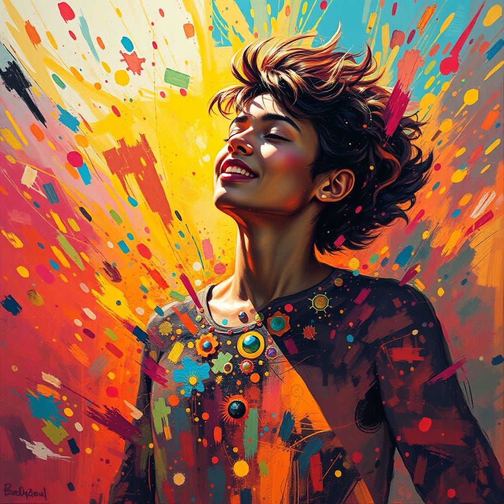 Kaleidoscopic Figure Achieves Greatness in Pop Art Style