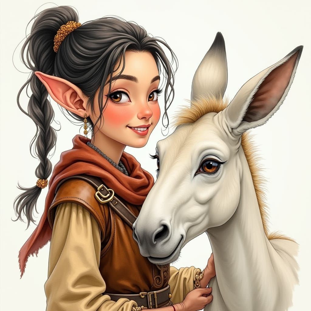 Elegant Elf in Whimsical Watercolor