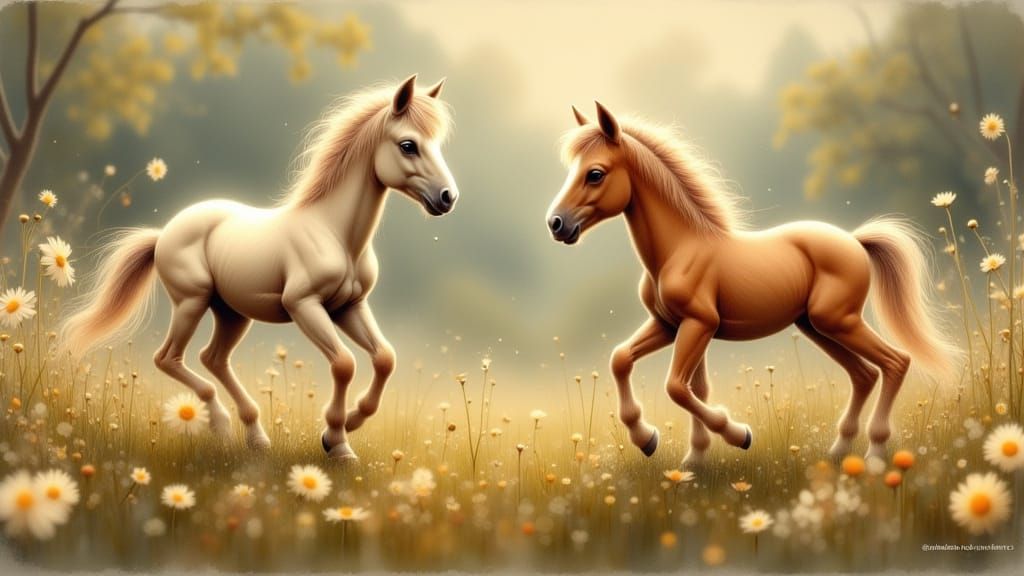 Whimsical Vintage Foal Portraits