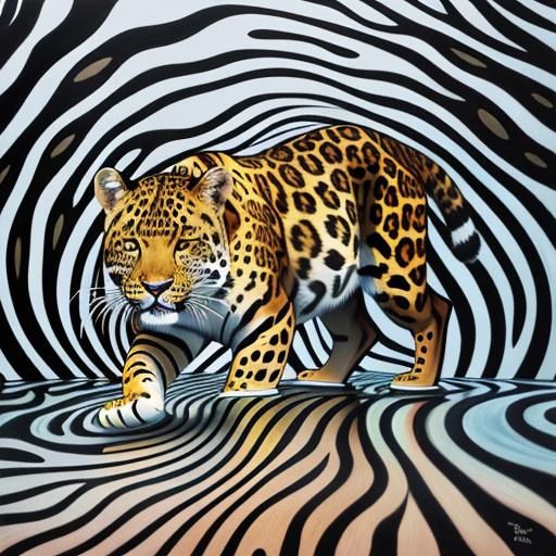 Leopard in Melting Forest: A Surrealist Oil Painting