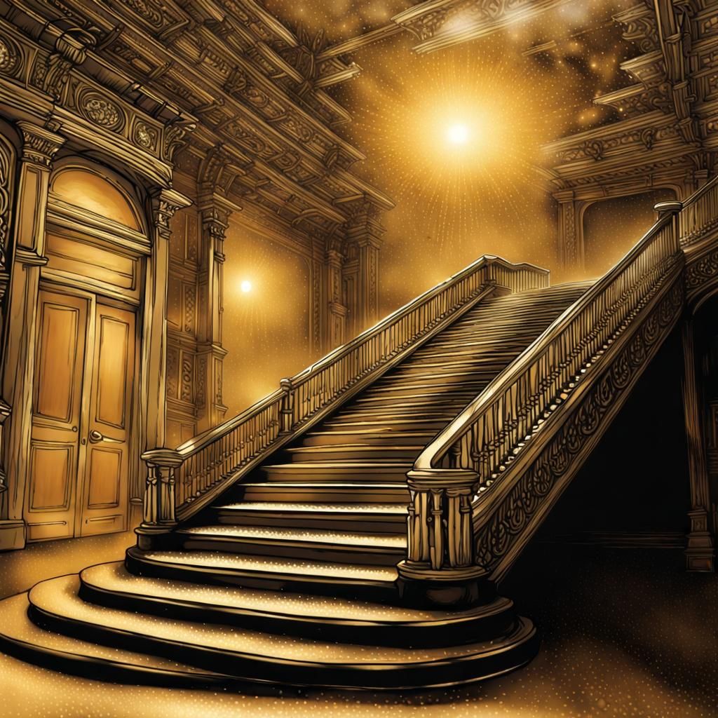 Golden Stairway to Heaven Digital Art