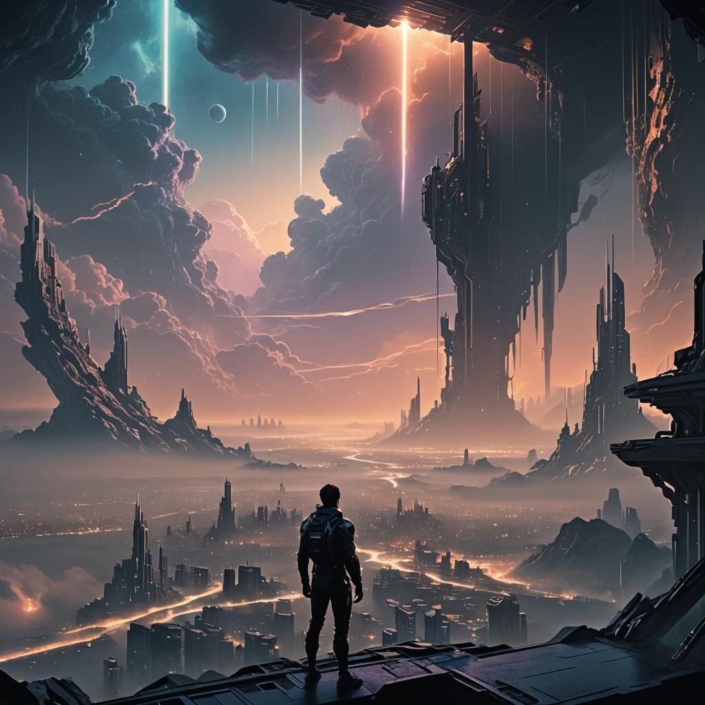 Dimensional Threshold Cityscape in Ethereal Light