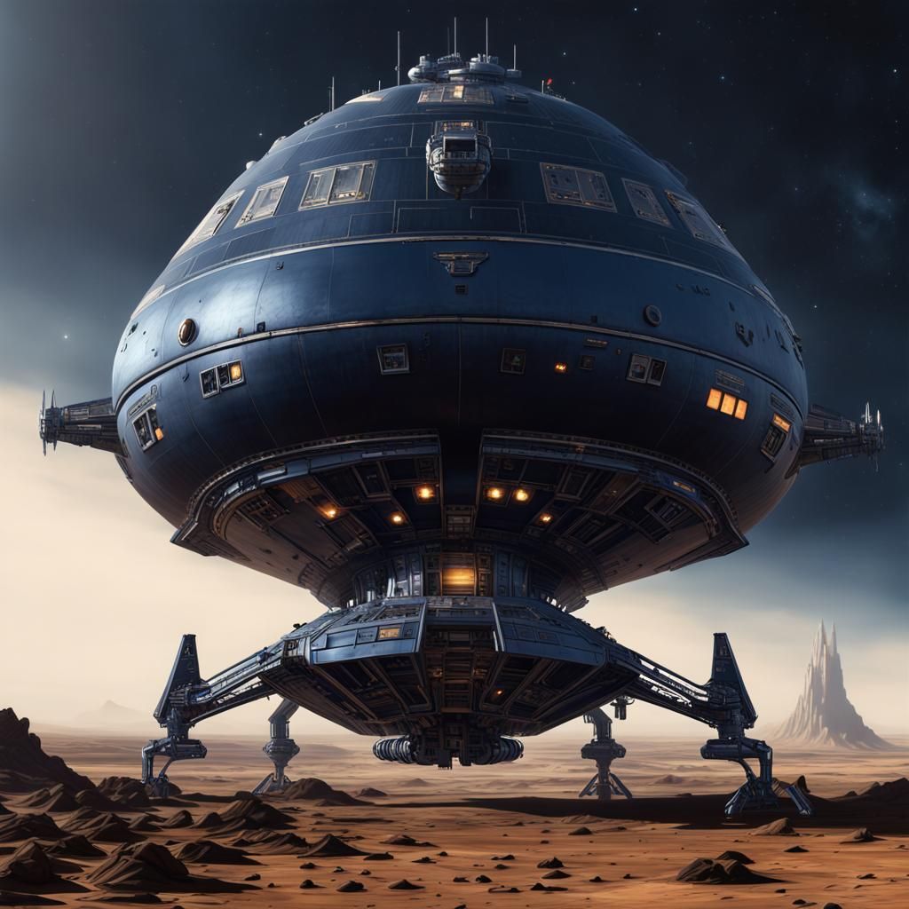 Starship Lander in Chris Foss Style