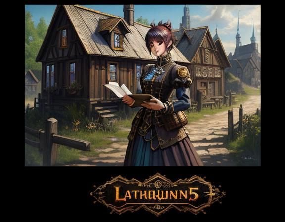 Steampunk Anime Woman in Latvian Village