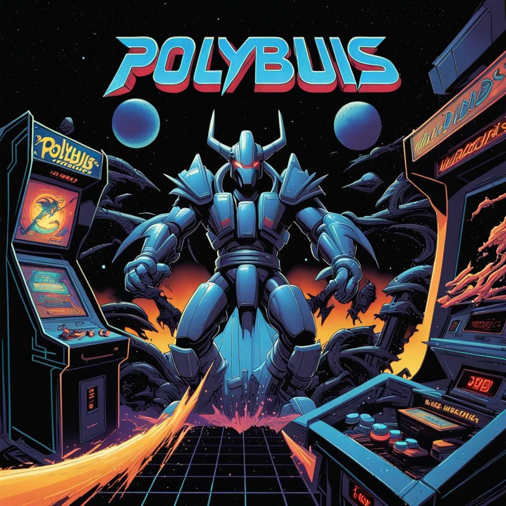 Polybius Arcade Game in Comic Book Style