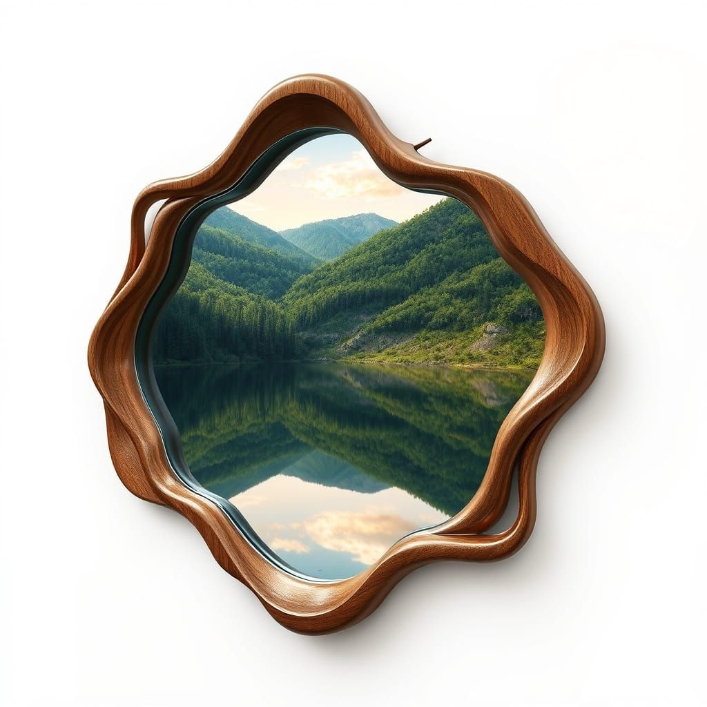 Nature-Inspired Mirror with Futuristic Design and Organic Fr...
