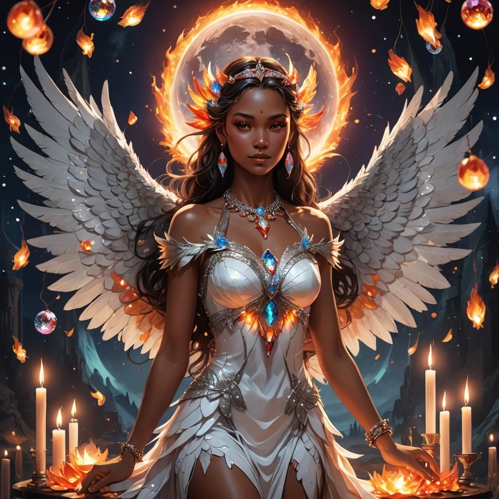 Fiery Winged Goddess in Fantasy Art Style