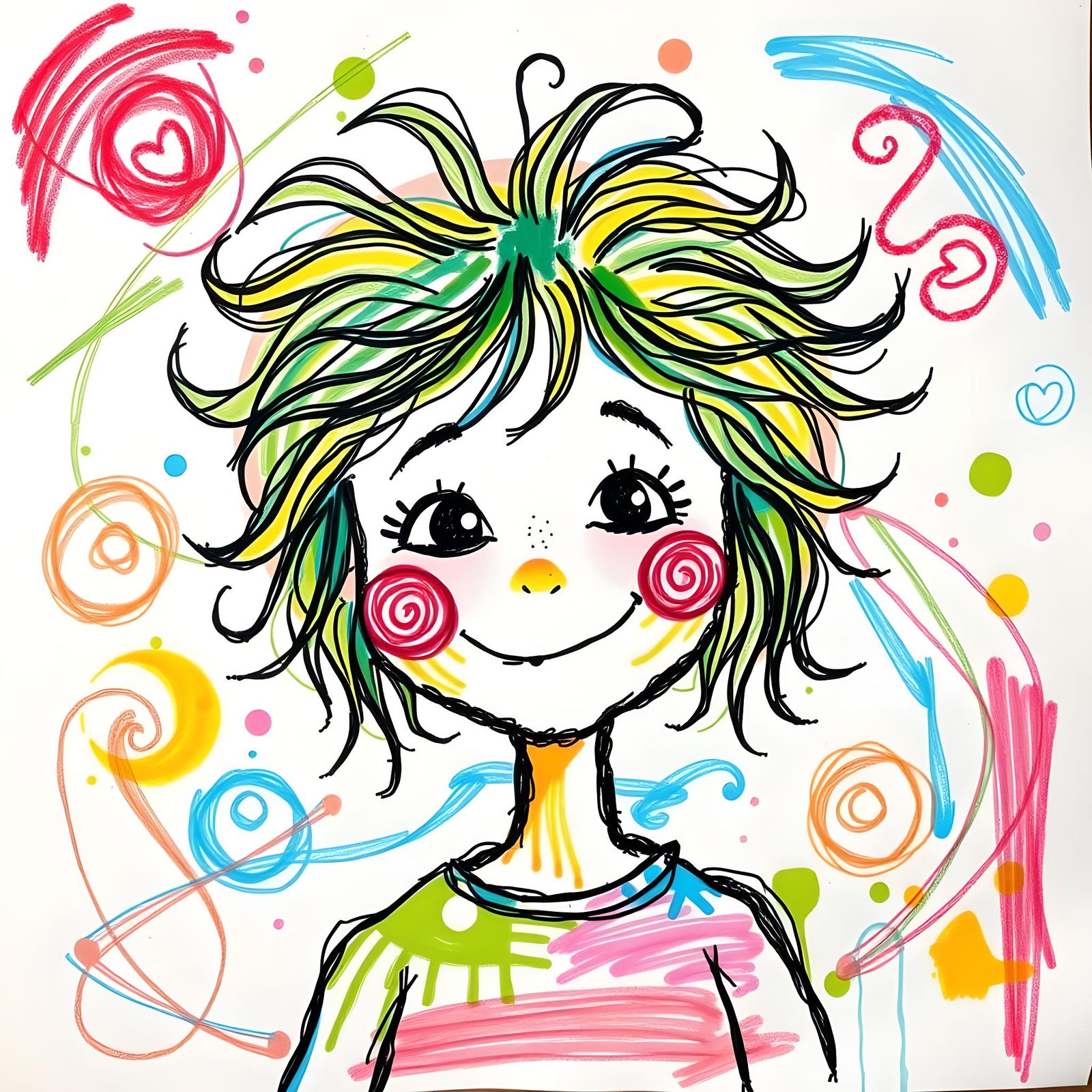 Simple Childlike Drawing in Crayon Style