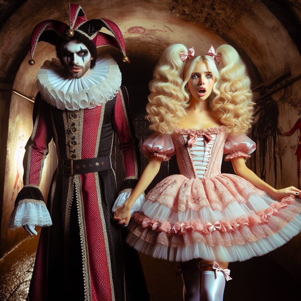 Jester Leads Princess Through a Dungeon
