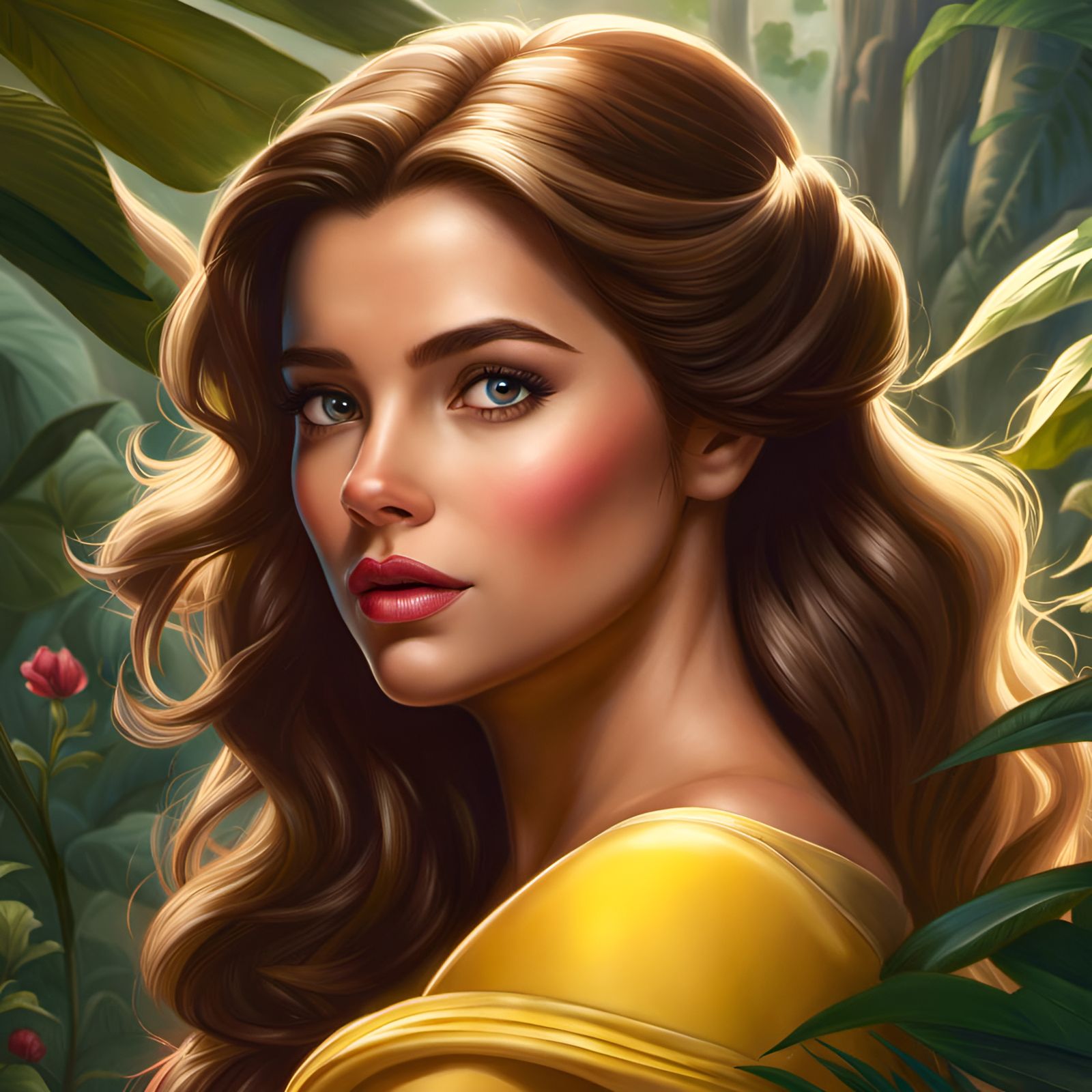 Belle in the Jungle: A Hyperrealistic Portrait