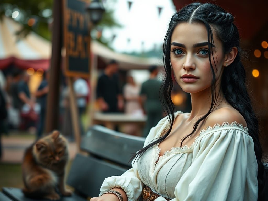 Glamorous Viking Goddess in Elegant Outdoor Attire