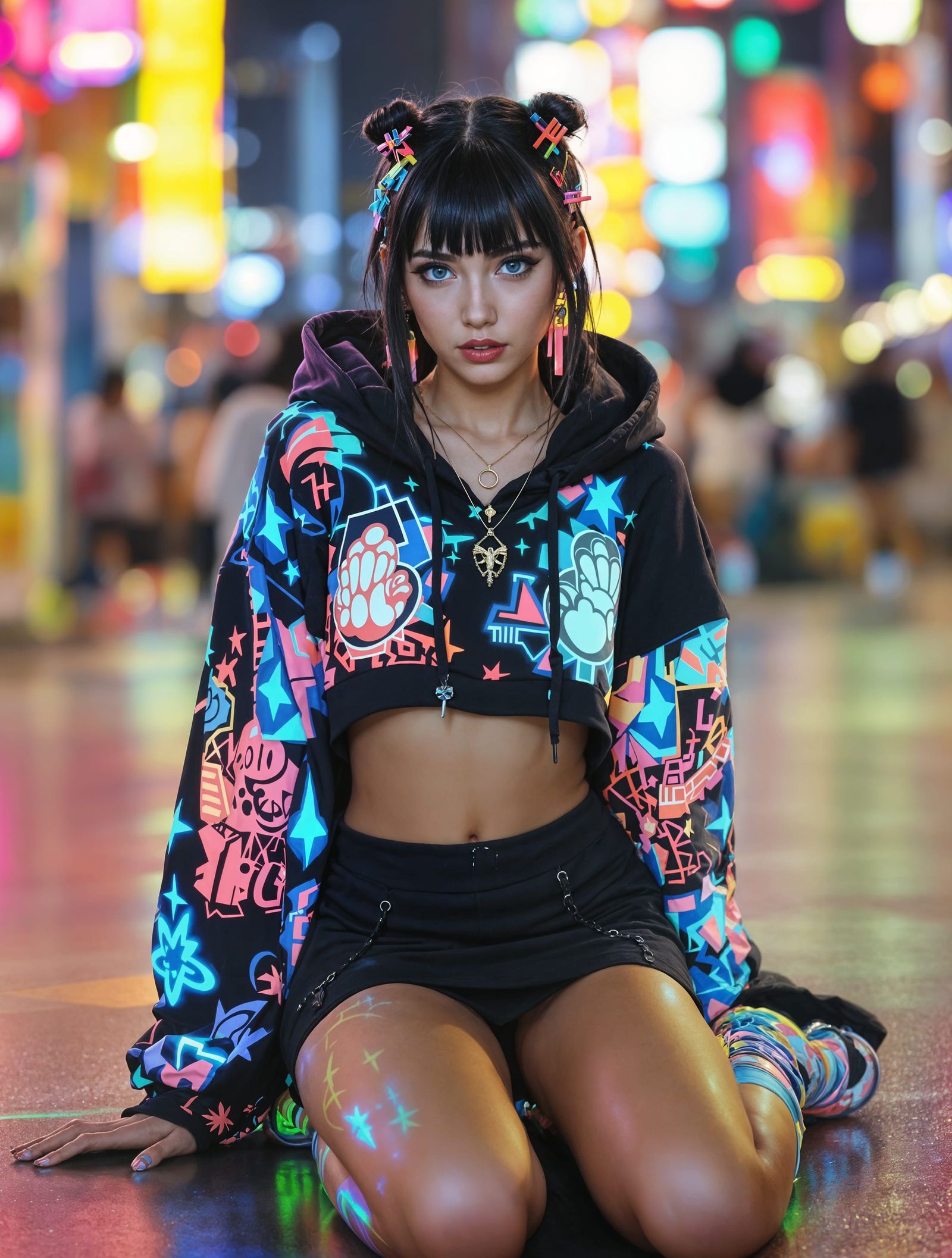 Futuristic Urbanite with Vibrant Style