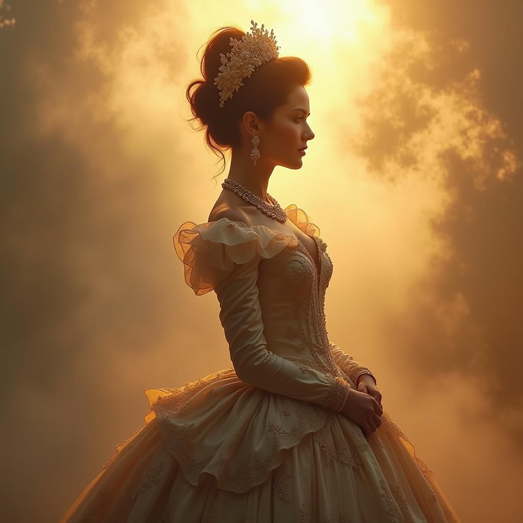 Victorian Woman in Dramatic Sunlight, Digital Matte Painting