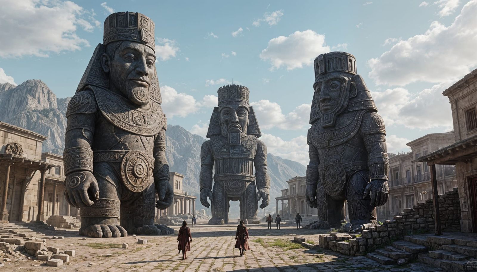 Ancient Obsidian Automatons Guarding Forgotten City