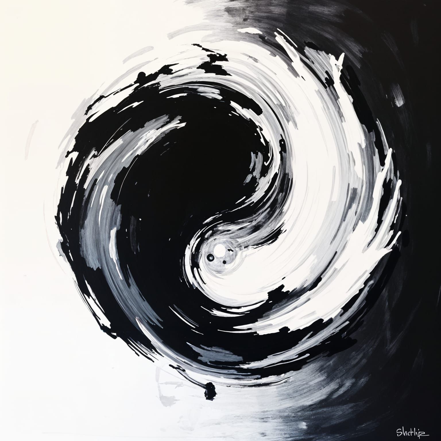 Abstract Yin-Yang in Impasto Acrylics