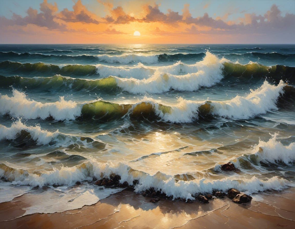 Tropical Sunset Beach With Dramatic Sky as Dark Fantasy Art