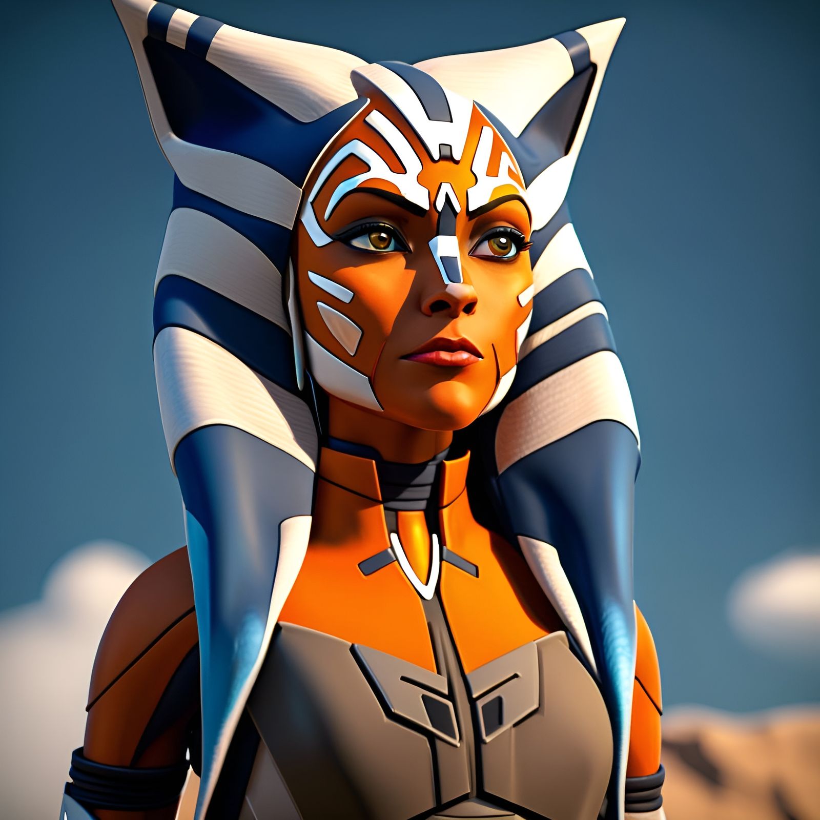 Realistic Ahsoka Tano in Detailed Comic Style