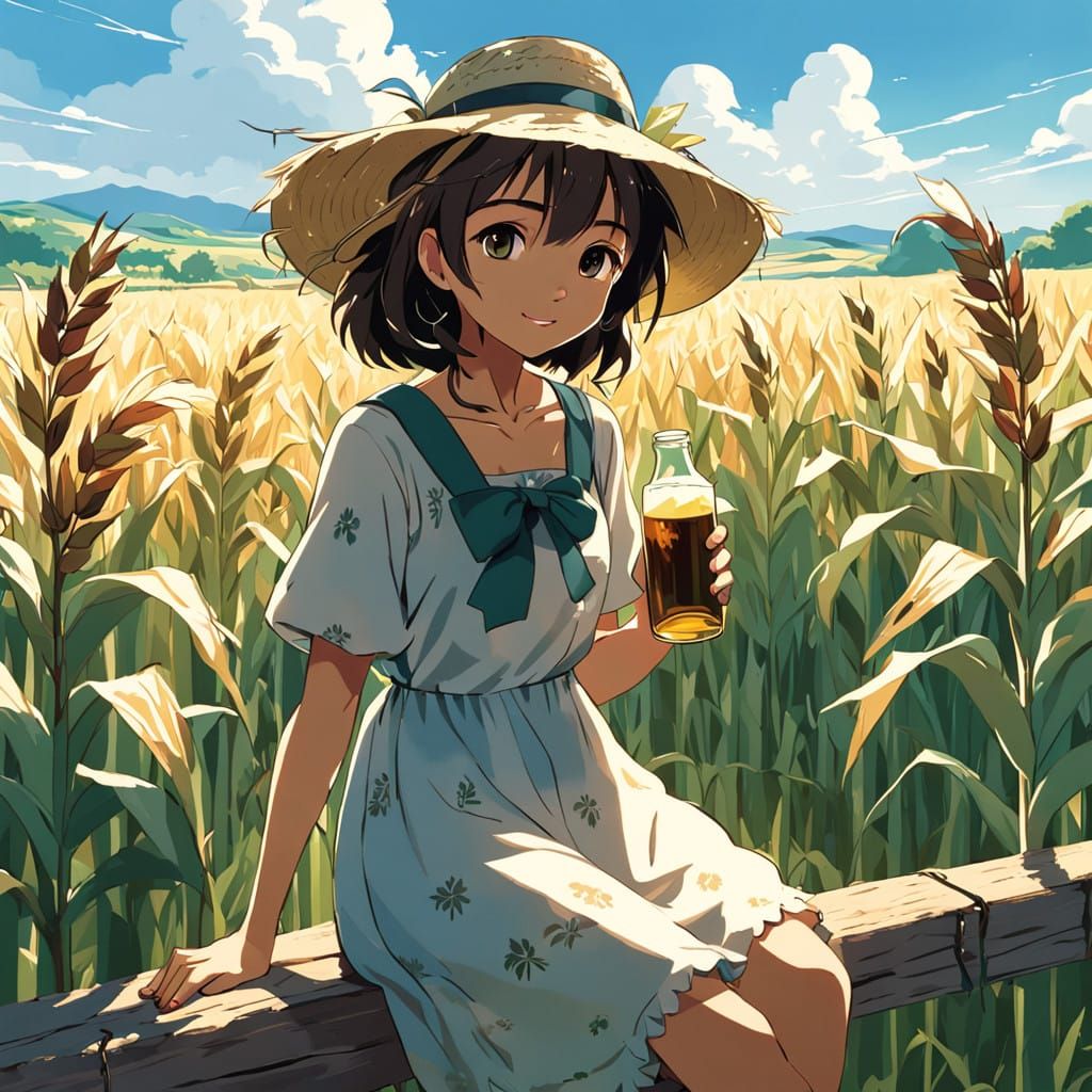 Serene Country Girl on a Warm Summer Day