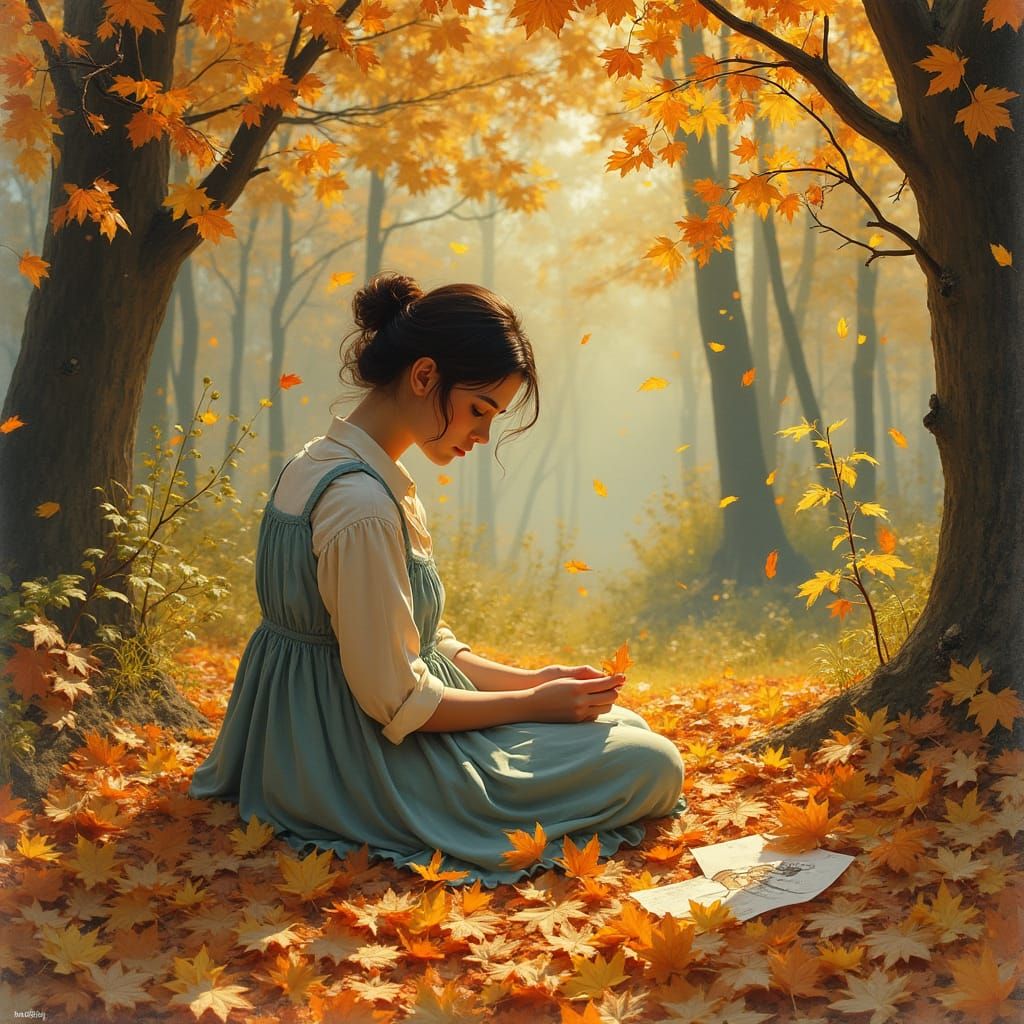 Autumnal Collage Art in Mixed Media Style