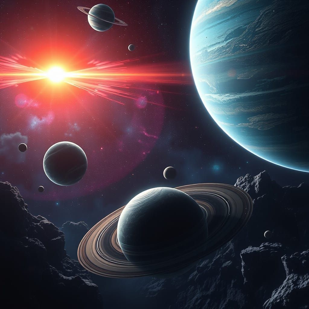 Cosmic Landscape in Vibrant Matte Painting Style