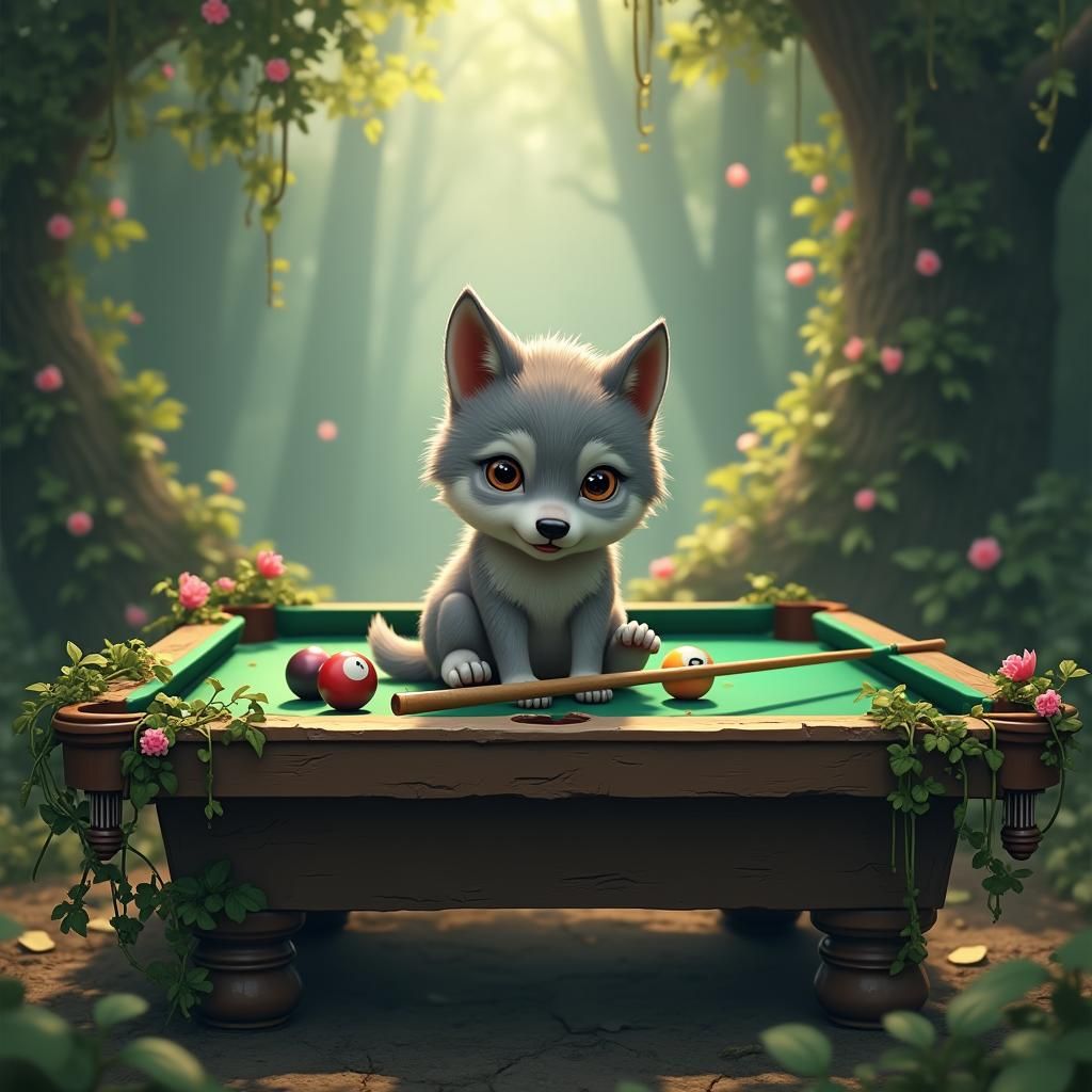 Wolf Cub's Forest Pool Game in 3D Anime Style