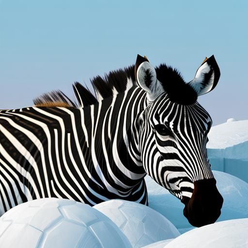 Sleeping zebra next to igloo