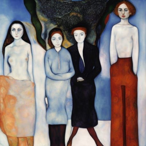 Youthful Group Portrait in Collage Art Style