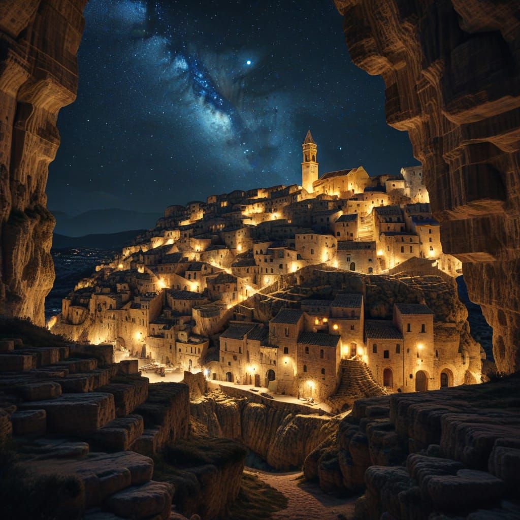 Matera at Night: Ancient City Lights Like Stars