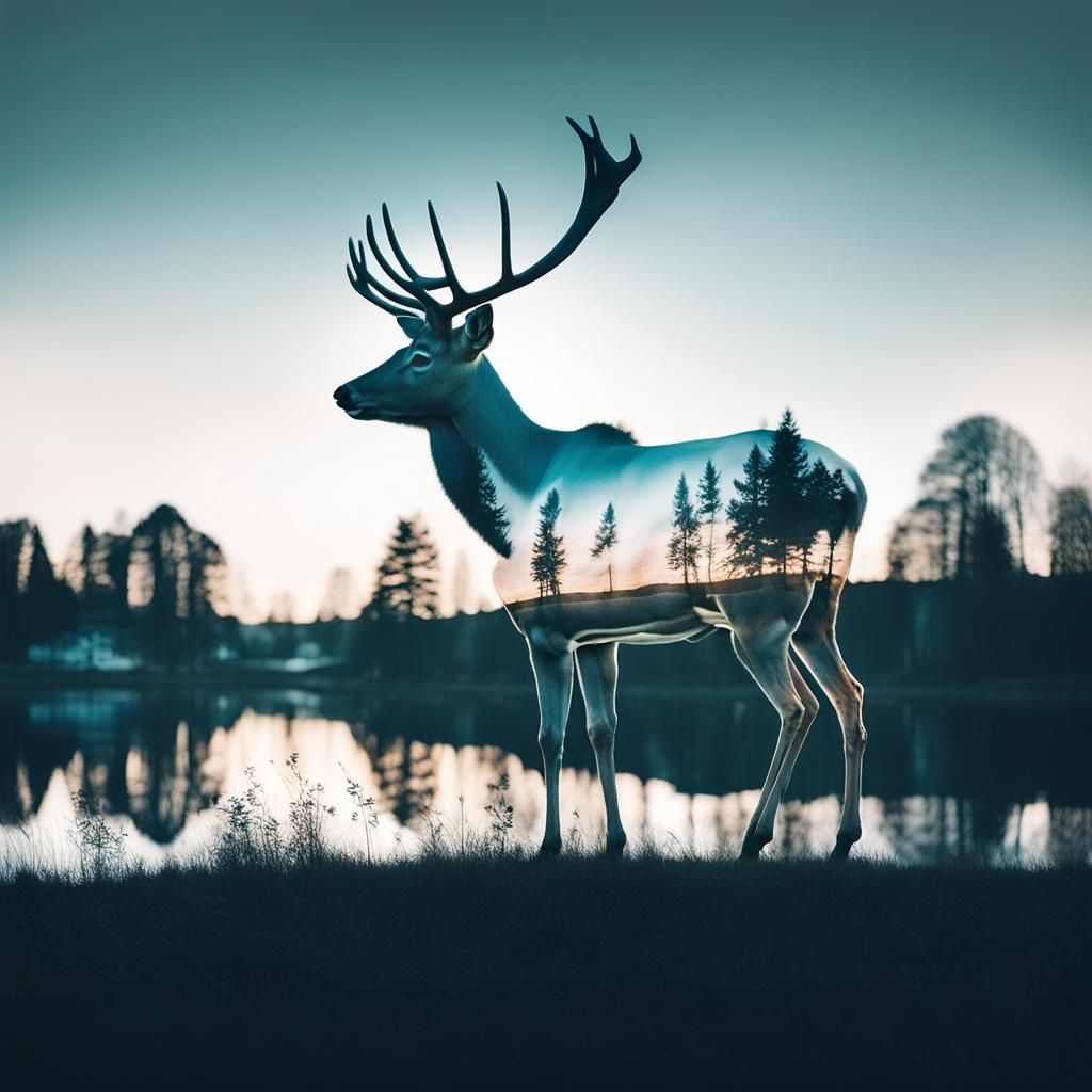 Deer in Stockholm: Double Exposure Style