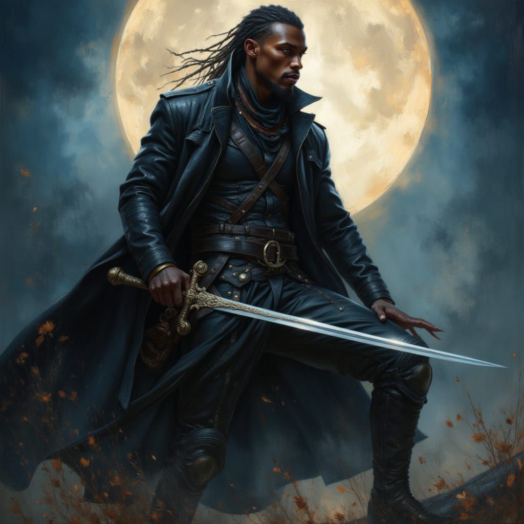 Vampire Hunter Under the Moon: Hyperrealistic Digital Art