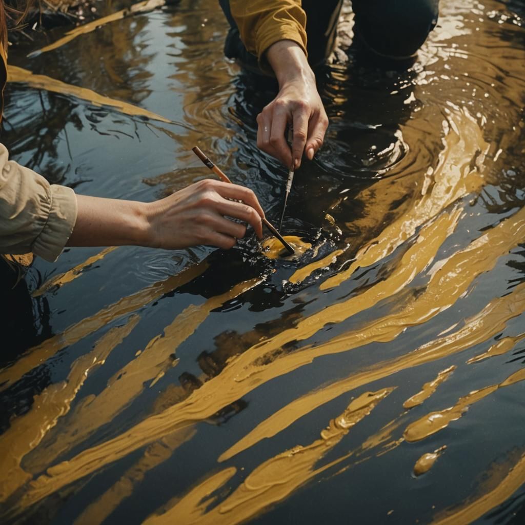 Cinematic Painting of River with Bold Brushstrokes