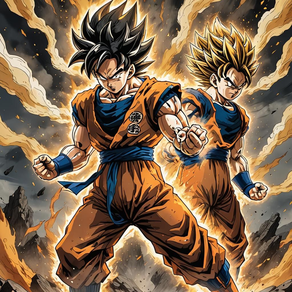 Vegito Fusion: Goku and Vegeta in Manga Style